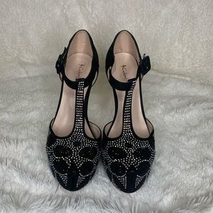 Coloriffics black and silver rhinestone shoes Sz 7